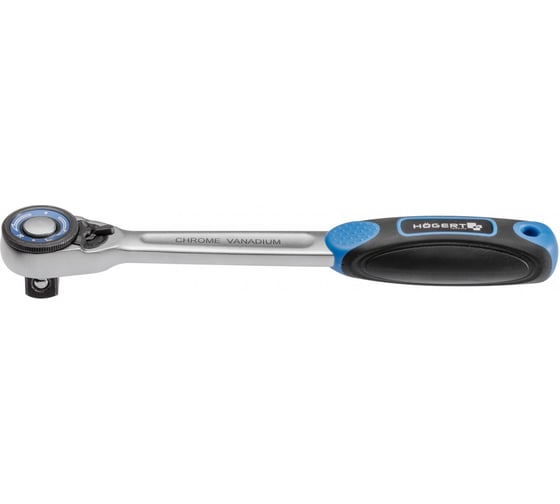 Изображение товара Трещотка HOEGERT TECHNIK прямая, с кнопкой 1/4, 72 зубца HT1R304