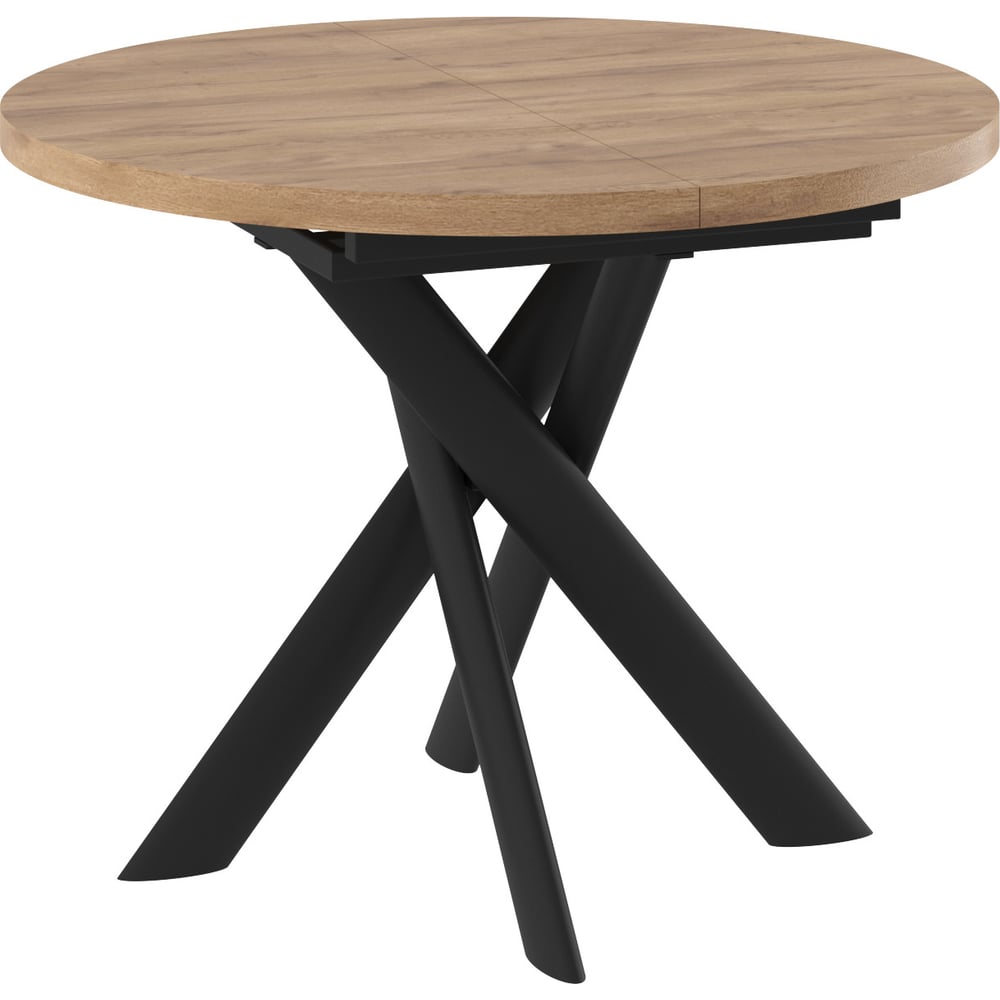 Изображение товара Стол МАМАДОМА Рональдо D100, раздвижной, металлический, дуб/черный