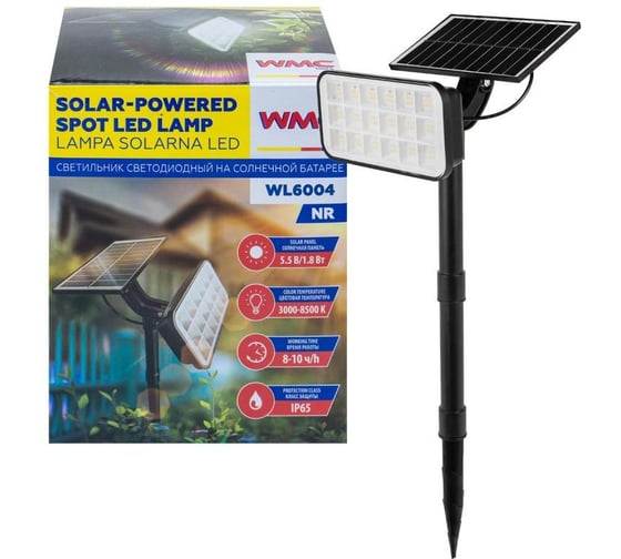 Изображение товара Светильник светодиодный на солнечной батарее WMC TOOLS 1800мАч, 72 светодиода SMD, WMC-WL6004 NR(61458)