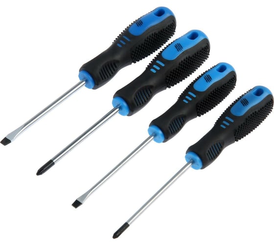 Изображение товара Набор отверток TUNDRA CrV, хром, магнит, 2К рукоятки, PH1,PH2,SL5,SL6 х 100 мм, 4 шт. 5295986