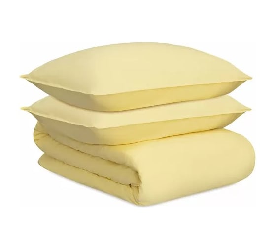 Изображение товара Комплект постельного белья Tkano из стираного перкаля, светло-желтого цвета, из коллекции Essential, 200x220 см TK24-DC0022