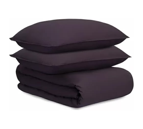 Изображение товара Комплект постельного белья Tkano из стираного перкаля, сливового цвета, из коллекции Essential, 200x220 см TK24-DC0020