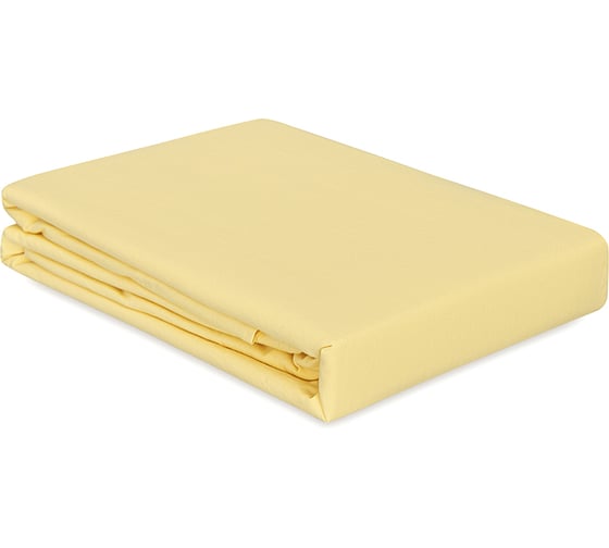 Изображение товара Простыня на резинке Tkano из стираного перкаля, светло-желтого цвета, из коллекции Essential, 160x200x30 см TK24-FS0028