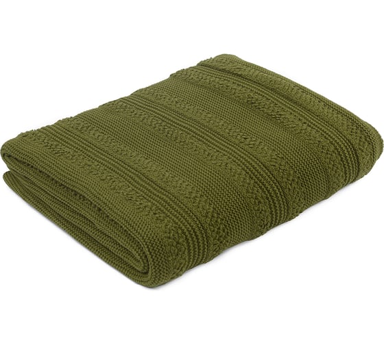 Изображение товара Плед Tkano из хлопка, с буклированной вязкой, оливкового цвета, из коллекции Essential, 130x170 см TK22-TH0013