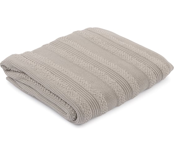 Изображение товара Плед Tkano из хлопка, с буклированной вязкой, светло-серого цвета, из коллекции Essential, 130x170 см TK22-TH0014