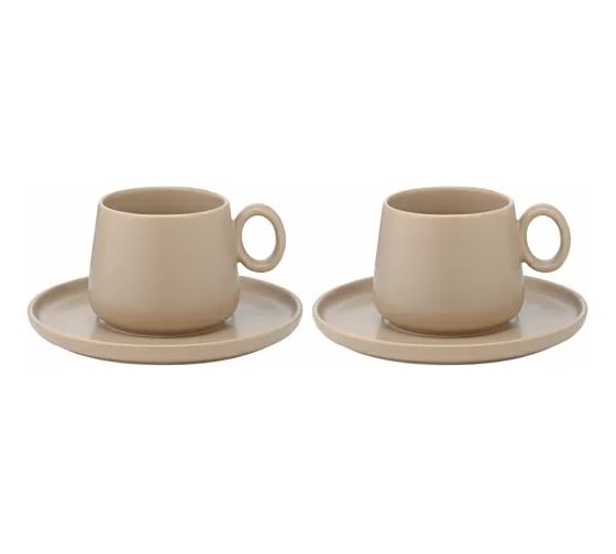 Изображение товара Набор из двух чайных пар Tkano бежевого цвета, из коллекции Essential, 250 мл TK22-TW_TC0004