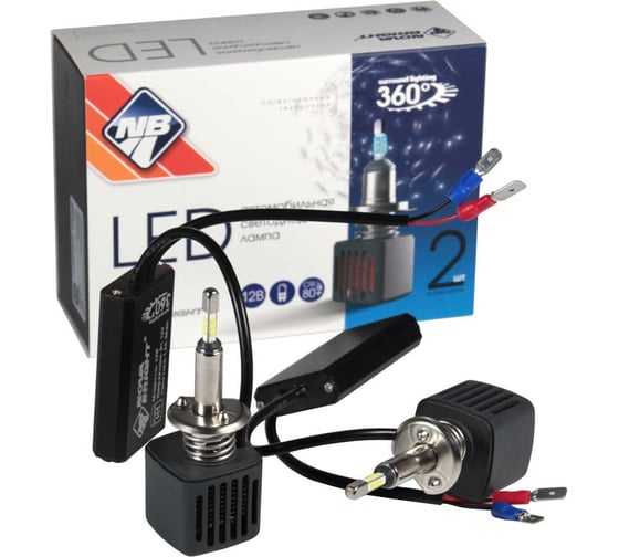 Изображение товара Комплект светодиодных ламп Nova Bright H1, 6000 K, LED, SAMSUNG CERAMIC BASE, DC 12 В, 4400 Лм, 22 Вт 47181