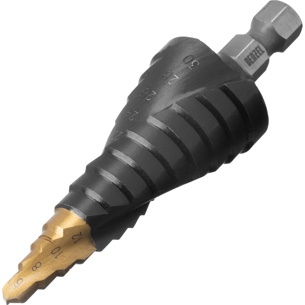 Изображение товара Сверло ступенчатое Denzel 6-30 мм Р6М5 хвостовик 9.5 мм