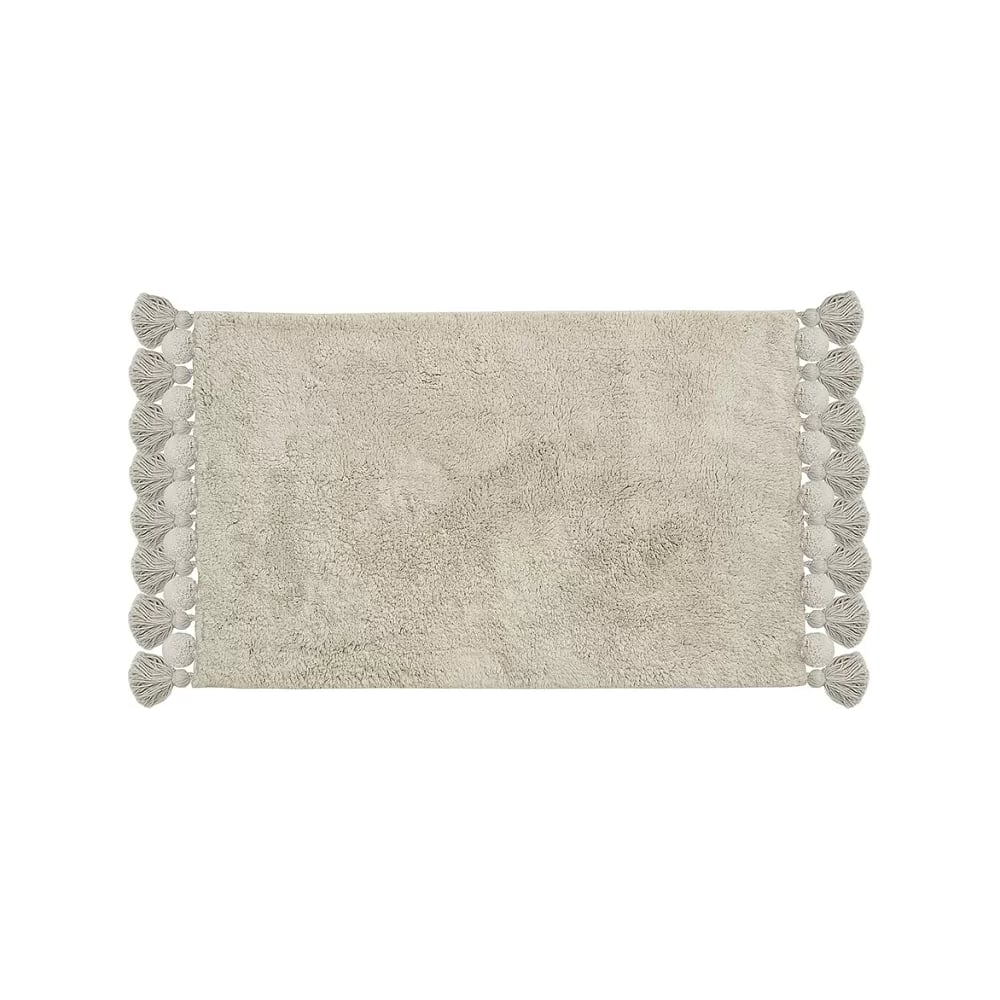 Изображение товара Коврик для ванной Tkano Essential ворсовый, с кисточками, светло-серого цвета, 50x80 см TK23-BM0004