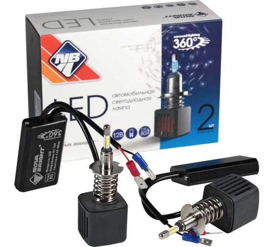 Изображение товара Комплект светодиодных ламп Nova Bright H3, 6000 K, LED, SAMSUNG CERAMIC BASE, DC 12 В, 4400 Лм, 22 Вт 47182
