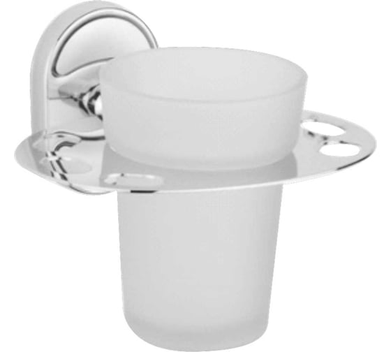 Изображение товара Стакан для зубных щеток с держателем Rainsberg матовое стекло, хром RG1115-1