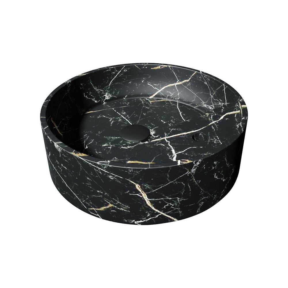 Изображение товара Раковина для ванной круглая накладная Teymi Lina S с полочкой под смеситель D40 черная мрамор