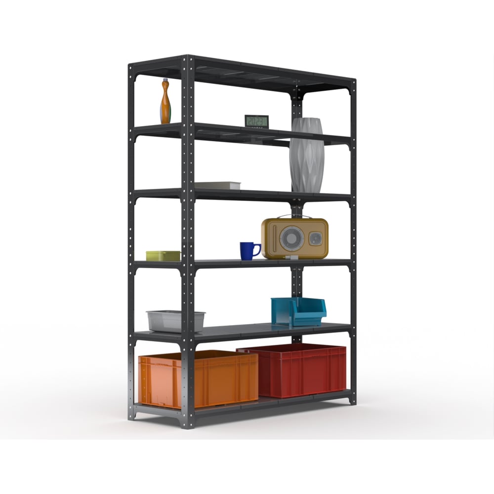 Стеллаж ООО Металекс Kit Comfort 2400х1200х500, 6 полок, серый 203157