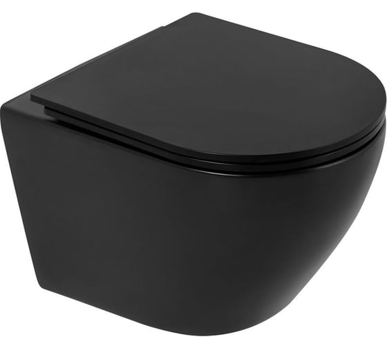 Изображение товара Унитаз подвесной безободковый BelBagno COLORATO с креплением, чёрный матовый, BB062CHR-MB