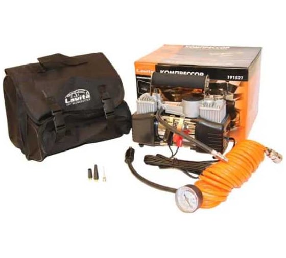 Изображение товара Компрессор автомобильный LAVITA 12В, 22А, 10 АТМ., 60Л/МИН. ДВУХПОРШНЕВЫЙ (+КЛЕММЫ; +СУМКА) LA 191521