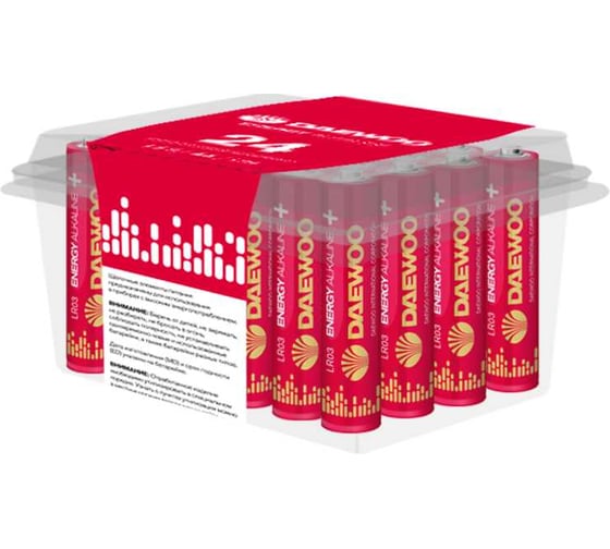 Изображение товара Батарейка Алкалиновый элемент питания DAEWOO AAA/LR03 1.5В Energy Alkaline Pack-24 (уп.24шт) 5029965