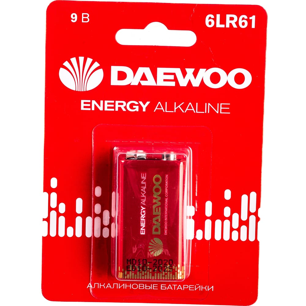 Алкалиновая батарейка DAEWOO батарейка ergolux 9v 6lr61 6f22 zinc carbon солевая 9 в спайка 12443
