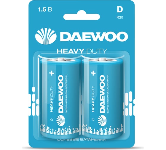 Изображение товара Батарейка Солевой элемент питания DAEWOO D/R20 1.5В Heavy Duty BL-2 (уп.2шт) 5029484