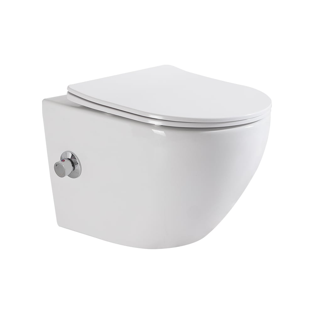 Изображение товара Подвесной унитаз BelBagno UNO с сиденьем функцией биде и хромированной фурнитурой