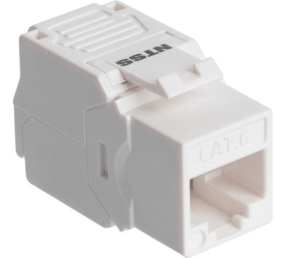 Изображение товара Розеточный модуль NTSS PREMIUM Keystone RJ45 UTP CAT6 180 градусов безинструментальный белый ver2 NTSS-KJ2-PM-UTP-RJ45-6-180-TL-WT