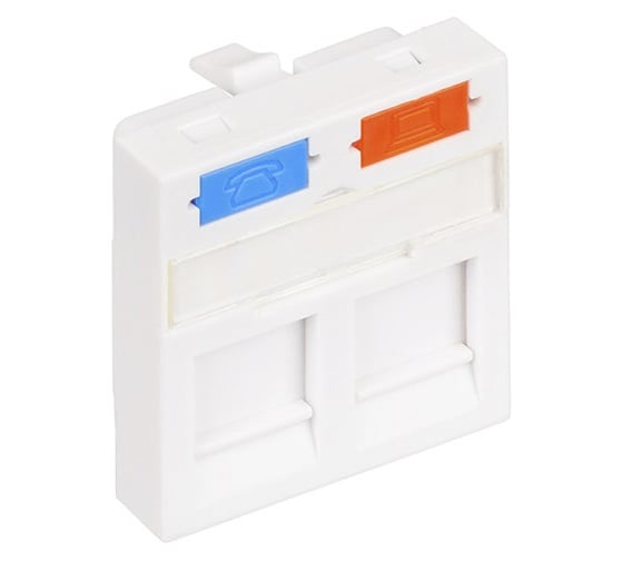 Изображение товара Лицевая панель NTSS PREMIUM для 2-х розеточных модулей типа Keystone 45x45 со шторкой NTSS-LP-PM-SIP2-45X45-WT