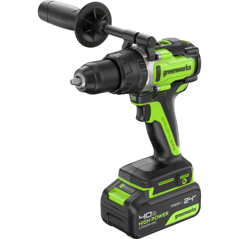 Изображение товара Дрель-шуруповерт ударная GreenWorks GD24DD140, 24V, б/щет, 0-550/0-2100об/мин, 70/140Нм, Anti-kickback, 1x4Ач, ЗУ, коробка 3707607VUB Изображение товара Дрель-шуруповерт ударная GreenWorks GD24DD140, 24V, б/щет, 0-550/0-2100об/мин, 70/140Нм, Anti-kickback, 1x4Ач, ЗУ, коробка 3707607VUB