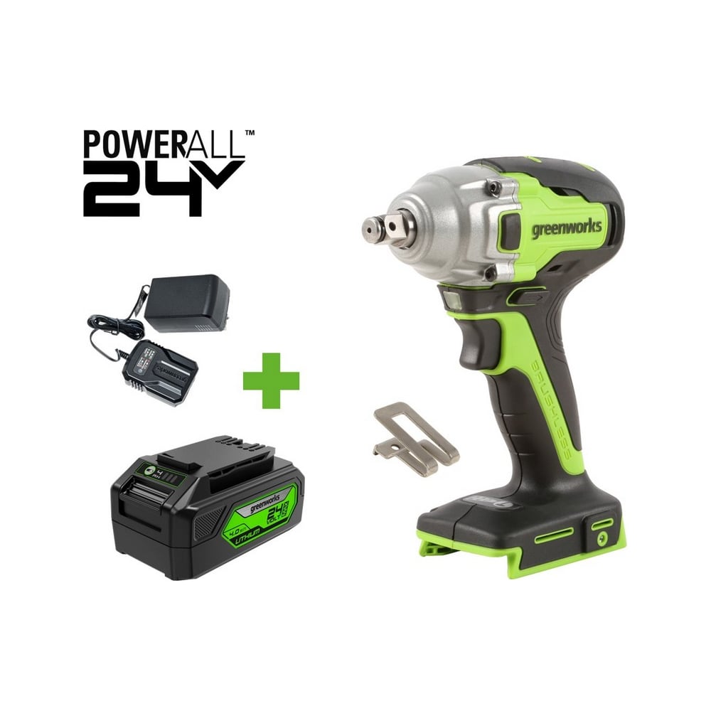 Изображение товара Гайковерт ударный GreenWorks GD24IW400 24V 400Нм аккумуляторный