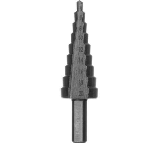 Изображение товара Сверло ступенчатое по металлу СИБРТЕХ 4-6-8-10-12-14-16-18-20 мм, 4241 723012