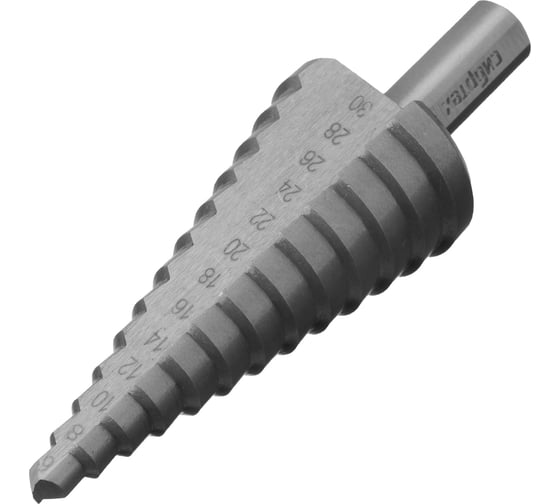 Изображение товара Сверло ступенчатое по металлу, 6-8-10-12-14-16-18-20-22-24-26-28-30мм, 4241 СИБРТЕХ 723013