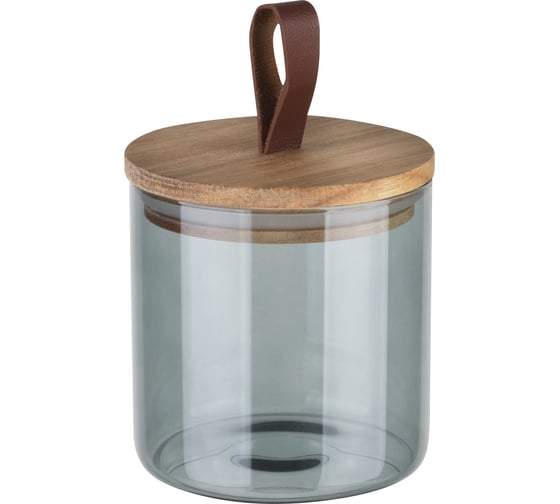 Изображение товара Банка для сыпучих продуктов Leonord ALBERO DI MARMO, 600 мл, из цветного стекла с крышкой из мраморного дерева 108283