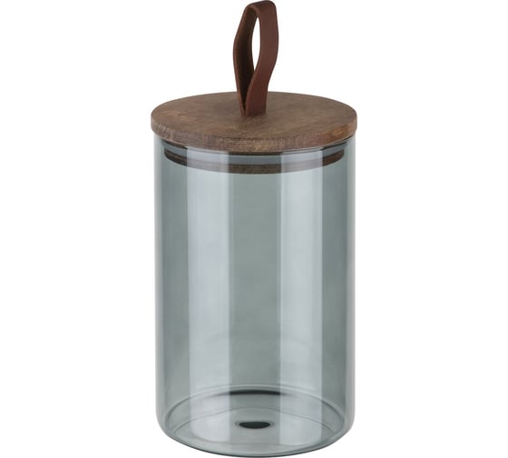 Изображение товара Банка для сыпучих продуктов Leonord ALBERO DI MARMO,1000 мл, из цветного стекла, с крышкой из мраморного дерева 108284