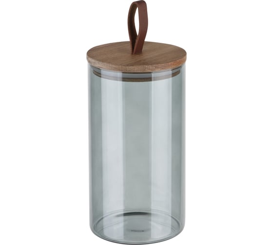 Изображение товара Банка для сыпучих продуктов Leonord ALBERO DI MARMO,1300 мл, из цветного стекла, с крышкой из мраморного дерева 108285