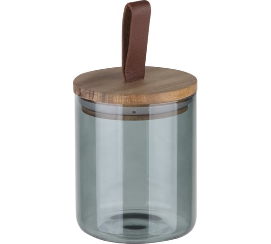 Изображение товара Банка для сыпучих продуктов Leonord ALBERO DI MARMO, 450 мл, из цветного стекла, с крышкой из мраморного дерева 108282