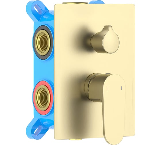 Изображение товара Смеситель для ванны Aquatek AQ1247BG ОБЕРОН 3 режима, внешняя и скрытая часть, шлиф. золото 00000139798