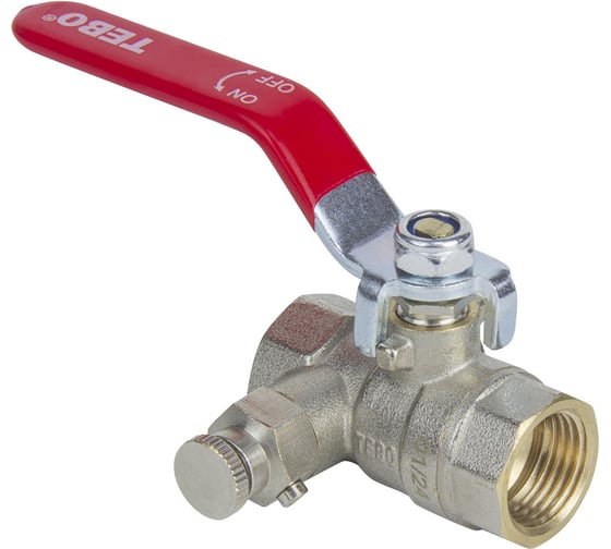 Изображение товара Кран шаровой с дренажом и воздухоотводчиком TEBO ВН/ВН 1/2 ручка T-КШ.Д.501.12.КР.CN