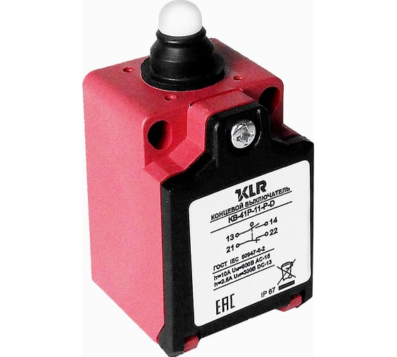 Изображение товара Выключатель концевой/путевой KLR /KB-41P-11-P-D 1NO/1NC Snap action/10A/600VAC/Ввод М16 8800012