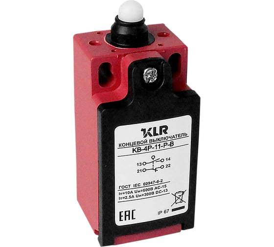 Изображение товара Выключатель концевой/путевой KLR /KB-4P-11-P-B 1NO/1NC Snap action/10A/600VAC/Ввод Pg13.5 8800019