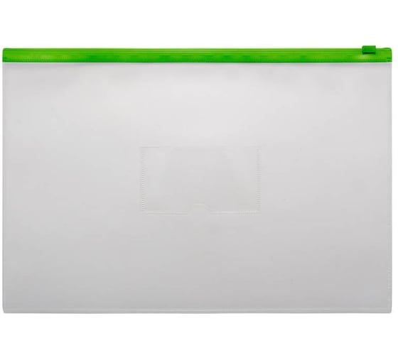 Изображение товара Папка на молнии ZIP Бюрократ -BPM4AGRN A4+, полипропилен, 0.15 мм, карман для визиток, цвет молнии зеленый 816727