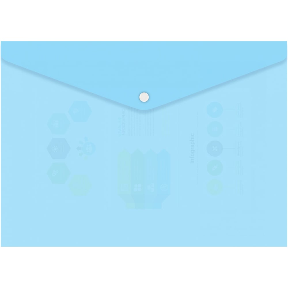 Изображение товара Конверт на кнопке Бюрократ Pastel A4 голубой прочный пластик
