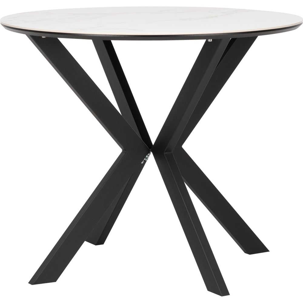 Изображение товара Стол Leset Хокку круглый черный с белой мраморной столешницей