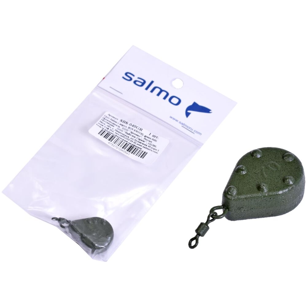 Изображение товара Грузило с вертлюгом SALMO BUN SWIVEL green 040г для рыбалки