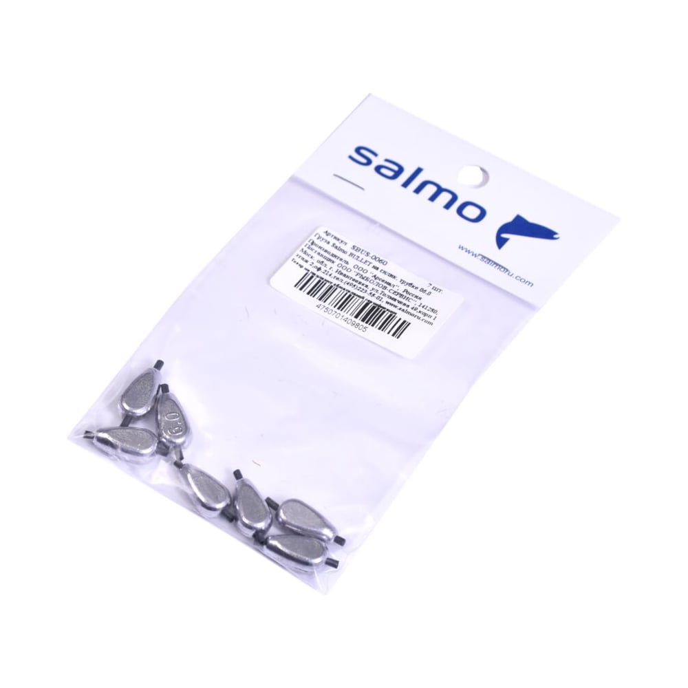 Изображение товара Груз на силиконовой трубке SALMO BULLET 06.0, 7 шт для поплавочной рыбалки