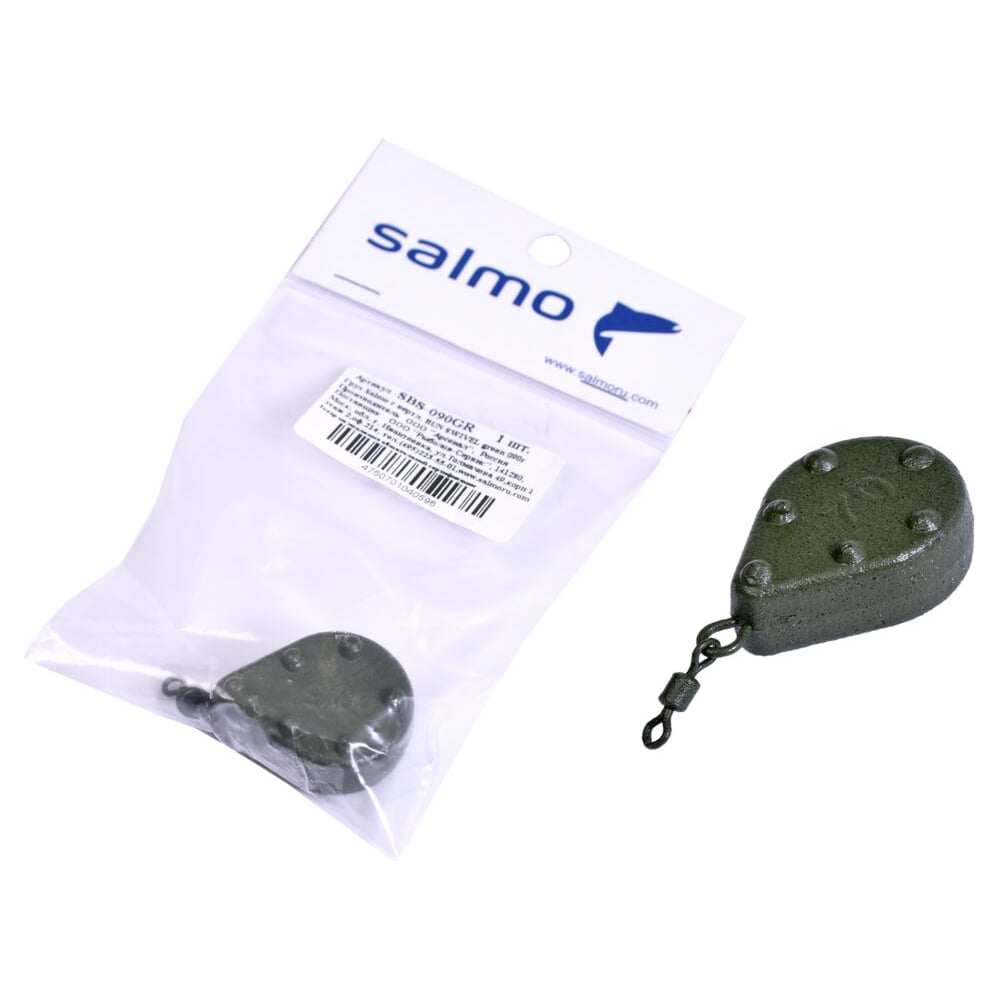 Изображение товара Грузило с вертлюгом SALMO BUN SWIVEL green, 090г SBS-090GR