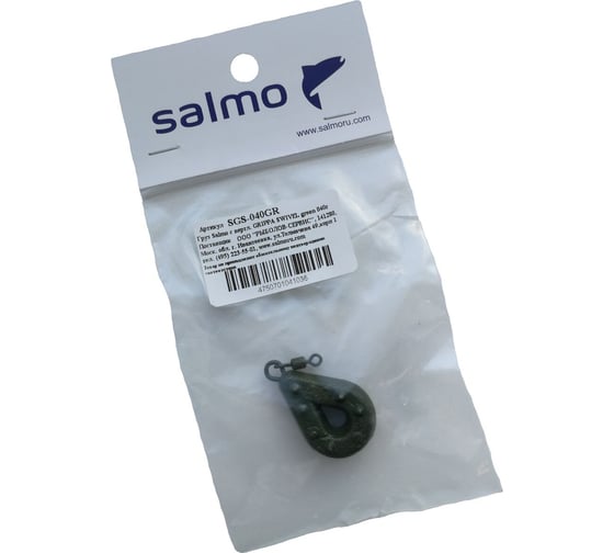 Изображение товара Груз с вертлюгой SALMO GRIPPA SWIVEL green 040г SGS-040GR