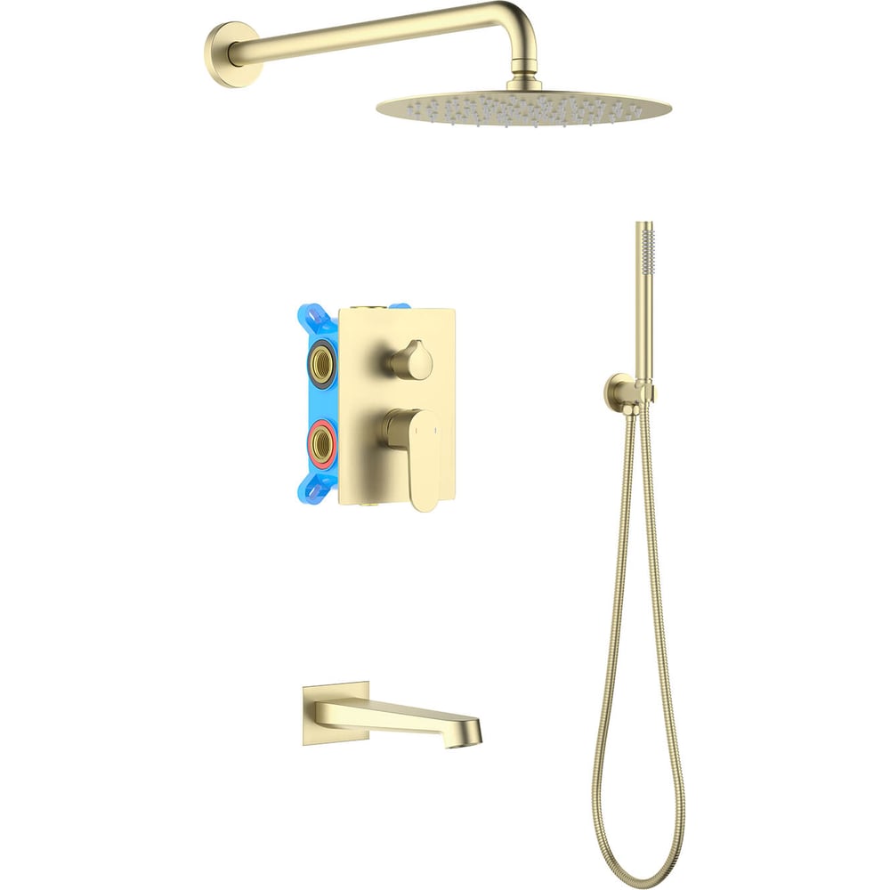 Изображение товара Душевой комплект Aquatek AQ1273BG ОБЕРОН Set 4 в 1 латунь золото современный дизайн