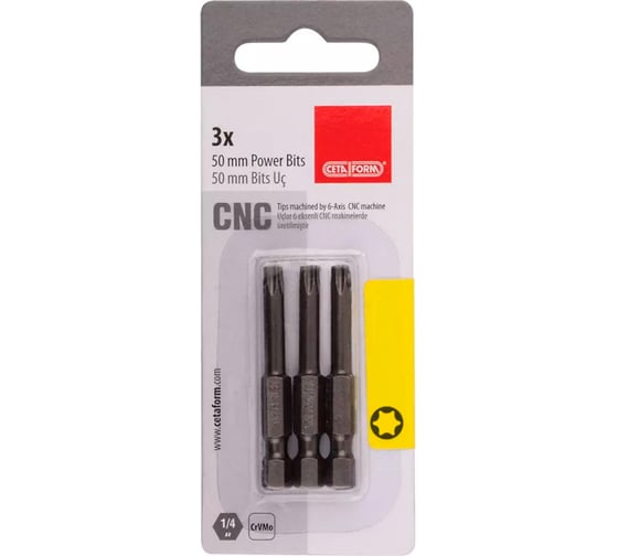 Изображение товара Бита CETA FORM Torx T25, 50мм хвостовик Hex E 1/4, 3 шт, блистер CB/827X