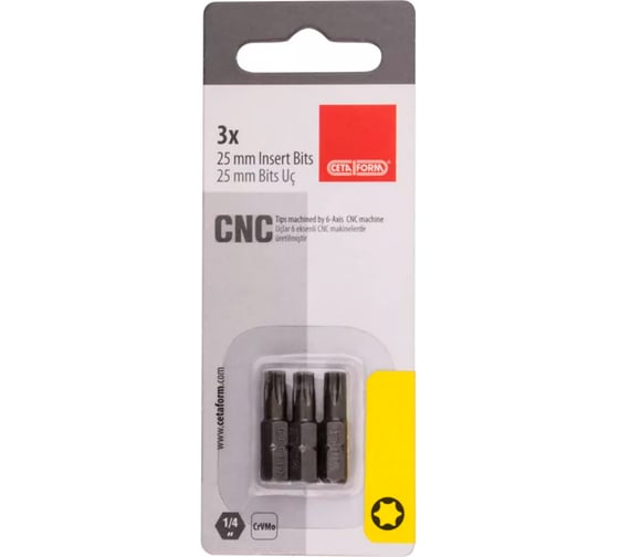 Изображение товара Бита CETA FORM Torx T25, 25мм хвостовик Hex C 1/4, 3 шт, блистер CB/809X