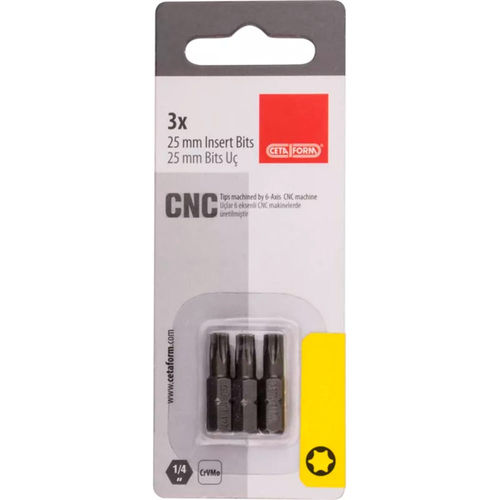 Бита CETA FORM Torx T20, 25мм хвостовик Hex C 1/4, 3 шт, блистер CB/808X