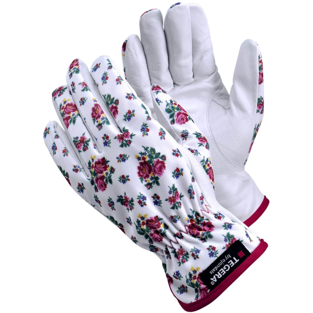 фото Садовые кожаные комбинированные перчатки tegera