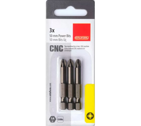 Изображение товара Бита CETA FORM Pozidrive PZ2, 50мм хвостовик Hex E 1/4, 3 шт, блистер CB/592X